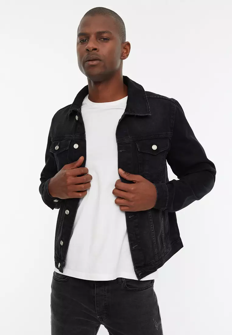 Muscle fit denim hotsell jacket