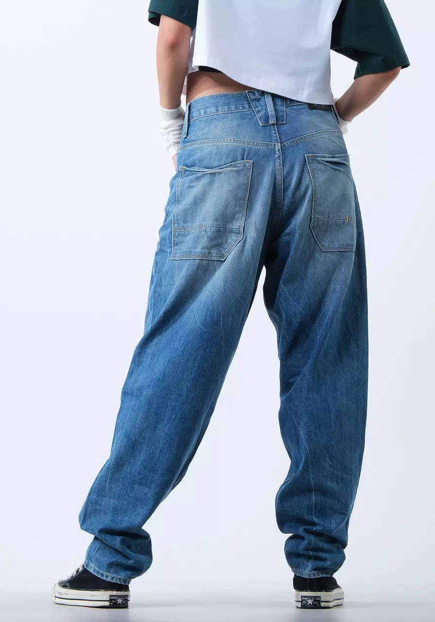 Celana Panjang Jeans Unisex Baggy A8 Medium Blue