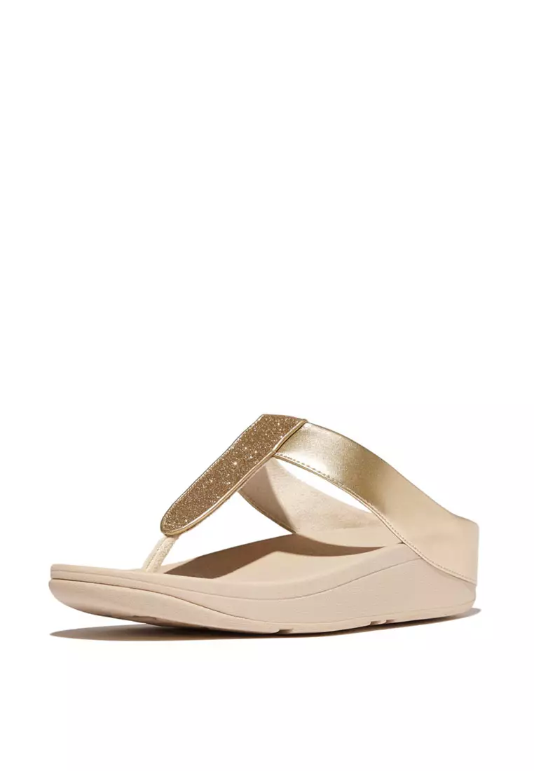 FINO Women's Glitterdust Metallic Toe-Post Sandals - Platino (IK5-675)
