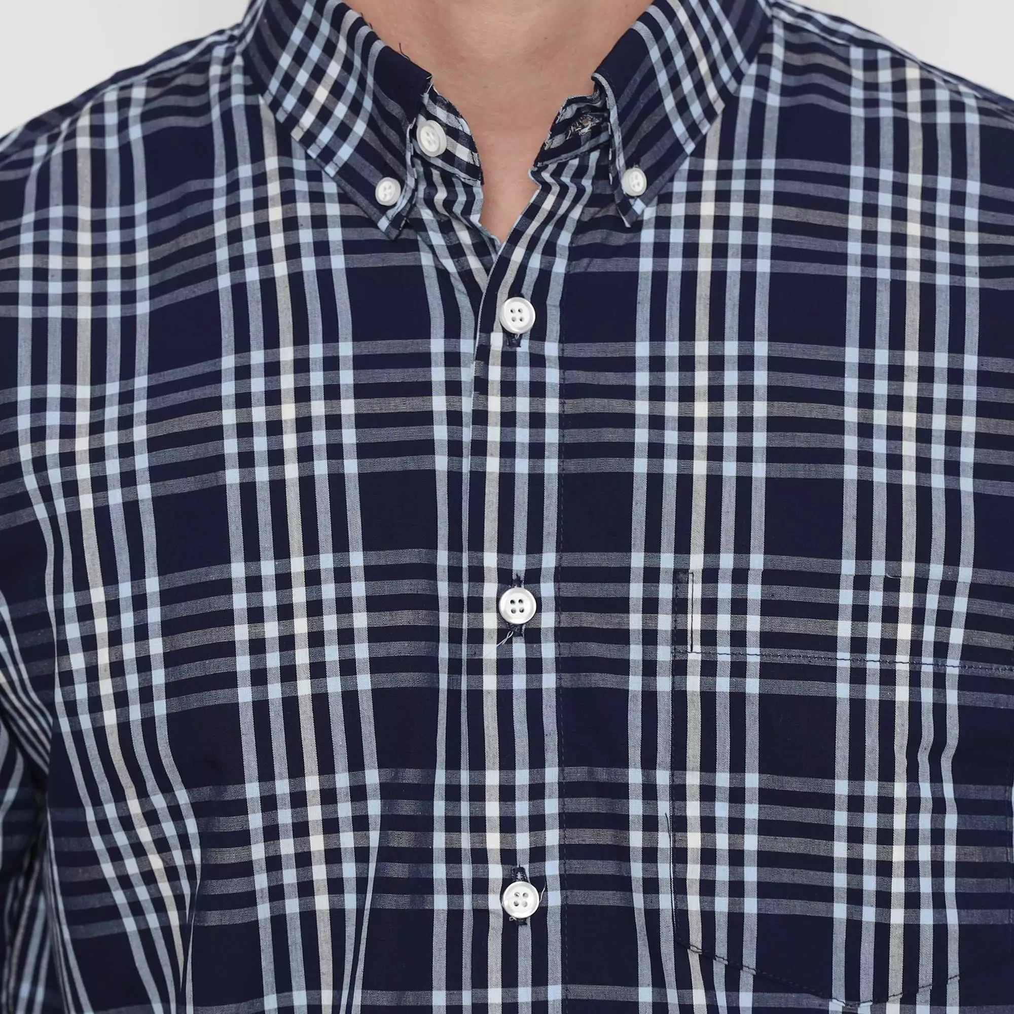 Platini Kemeja Lengan Panjang Katun Motif Kotak Navy 76461