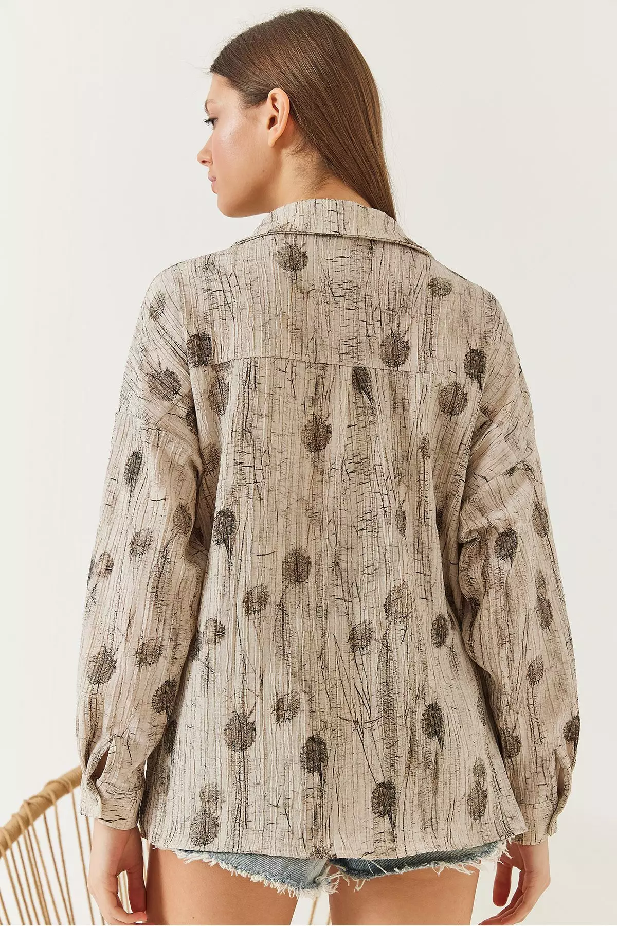 Women's Off Shoulder Print Oversize Shirt 60398 60271063