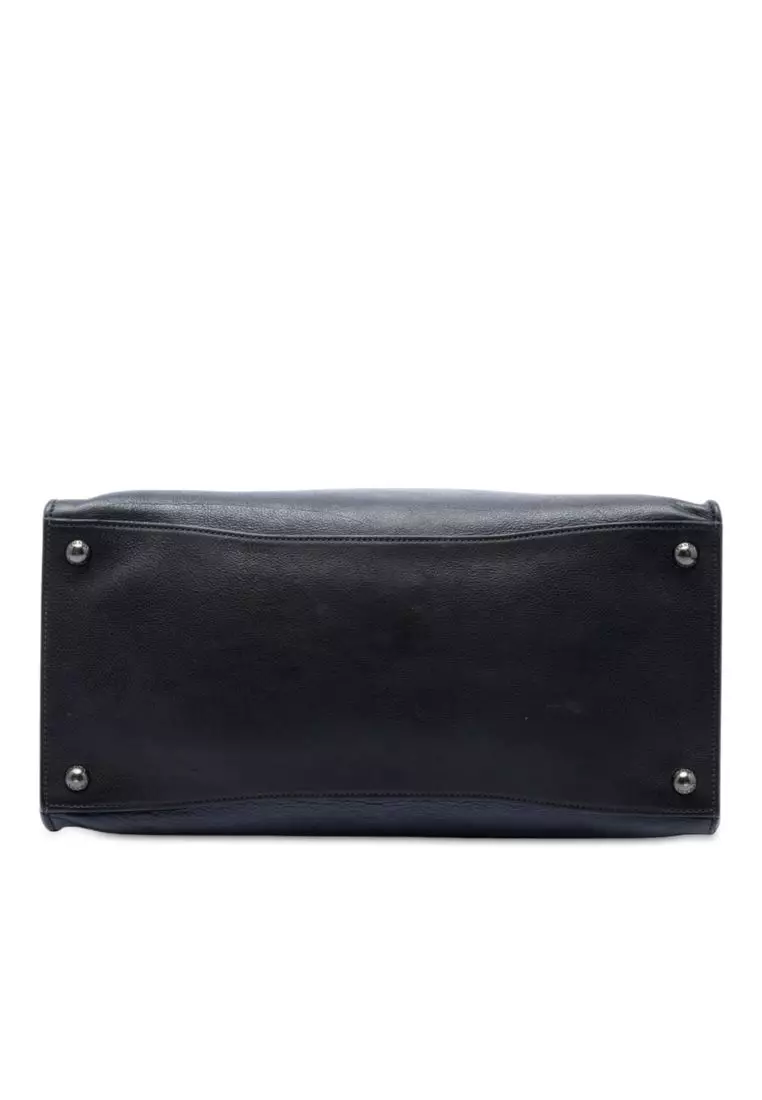 Pre-Loved Prada Glace Calf Sound Lock Top Handle Bag