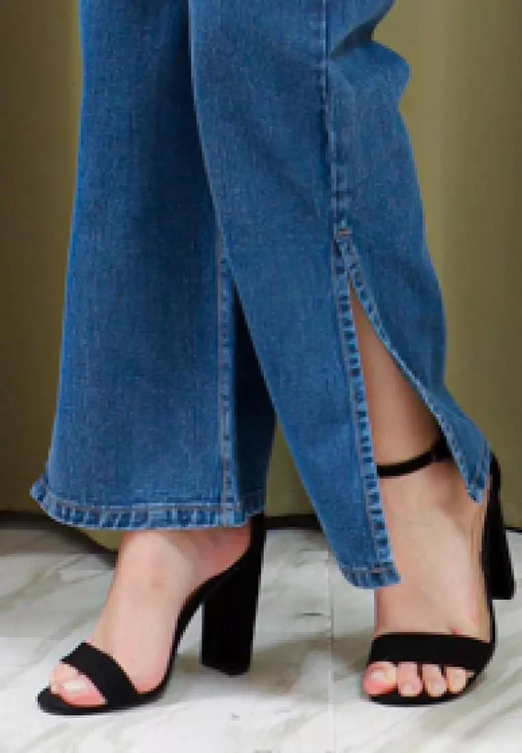 Side Straight Jeans in Blue
