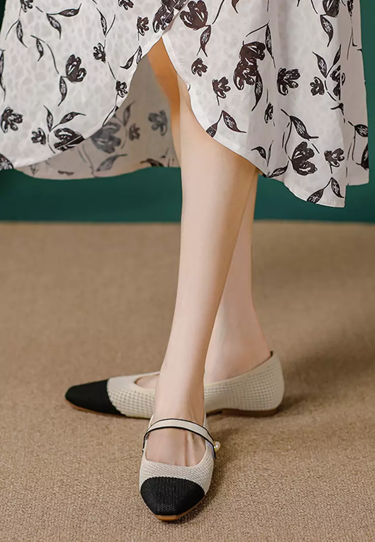 Pearl Strap Flyknit Mary Jane Shoes QC333