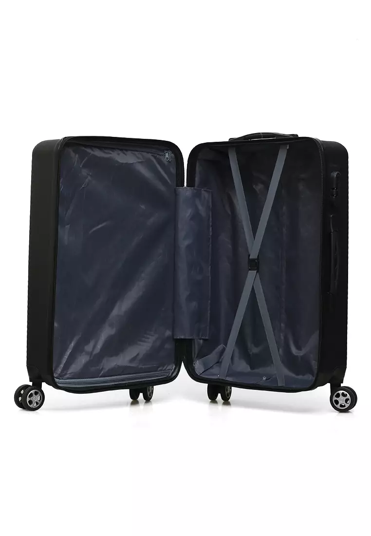 Isvara Tas Koper Hardcase One Set Unisex Large Compartment Suitcase Code Lock System Material ABS+PVC Coated ORIGINAL - Black