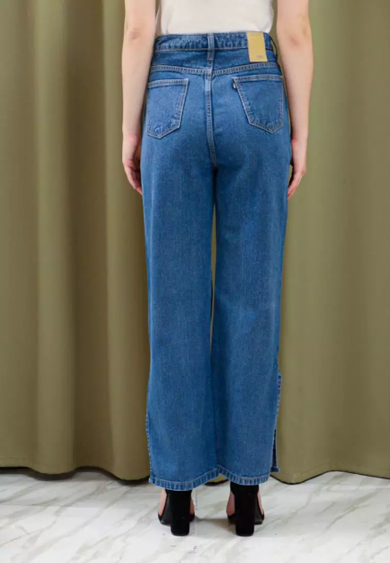 Side Straight Jeans in Blue