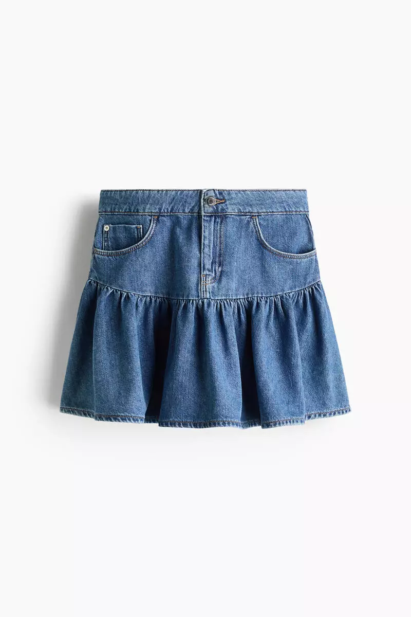 Flared denim skirt