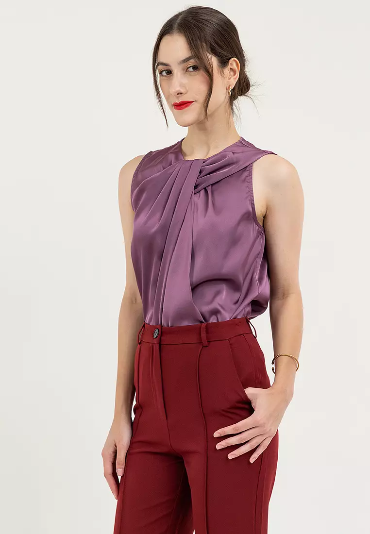 Charlotte Sleeveless Drape Blouse