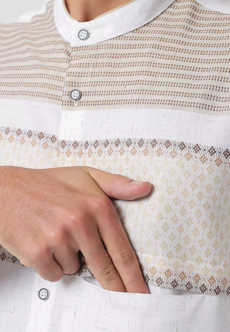 Kemeja Koko Pria Lengan Panjang Baju Muslim Pria ABBAS WHITE