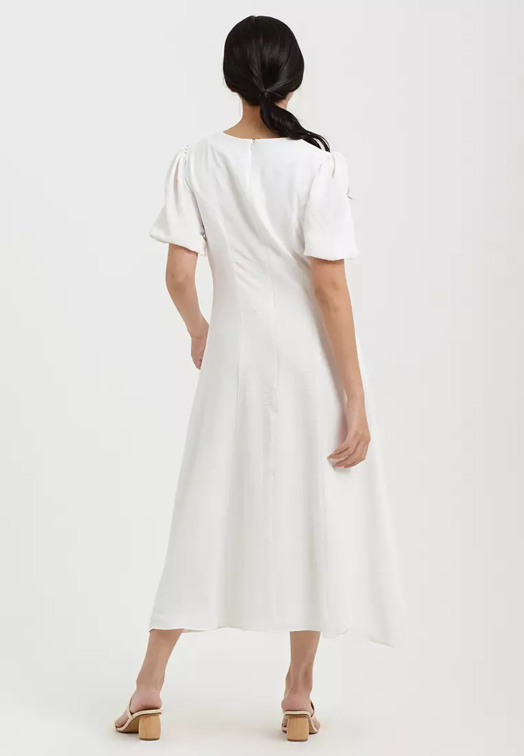 Jual Cloth Inc Gemma Puff Sleeve Dress in White Original 2024 | ZALORA ...