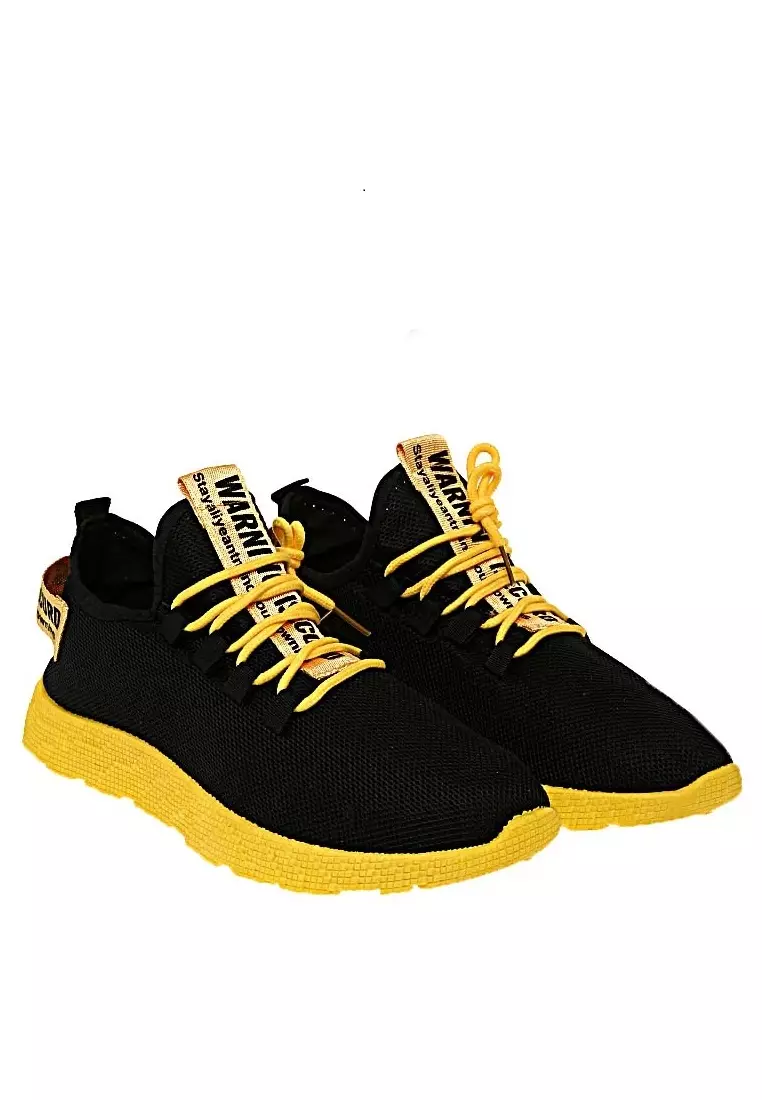Chayton Sepatu Olahraga Pria Sneakers Warning Two Tone Casual Sport Shoes Material Fabric ORIGINAL - Black yellow