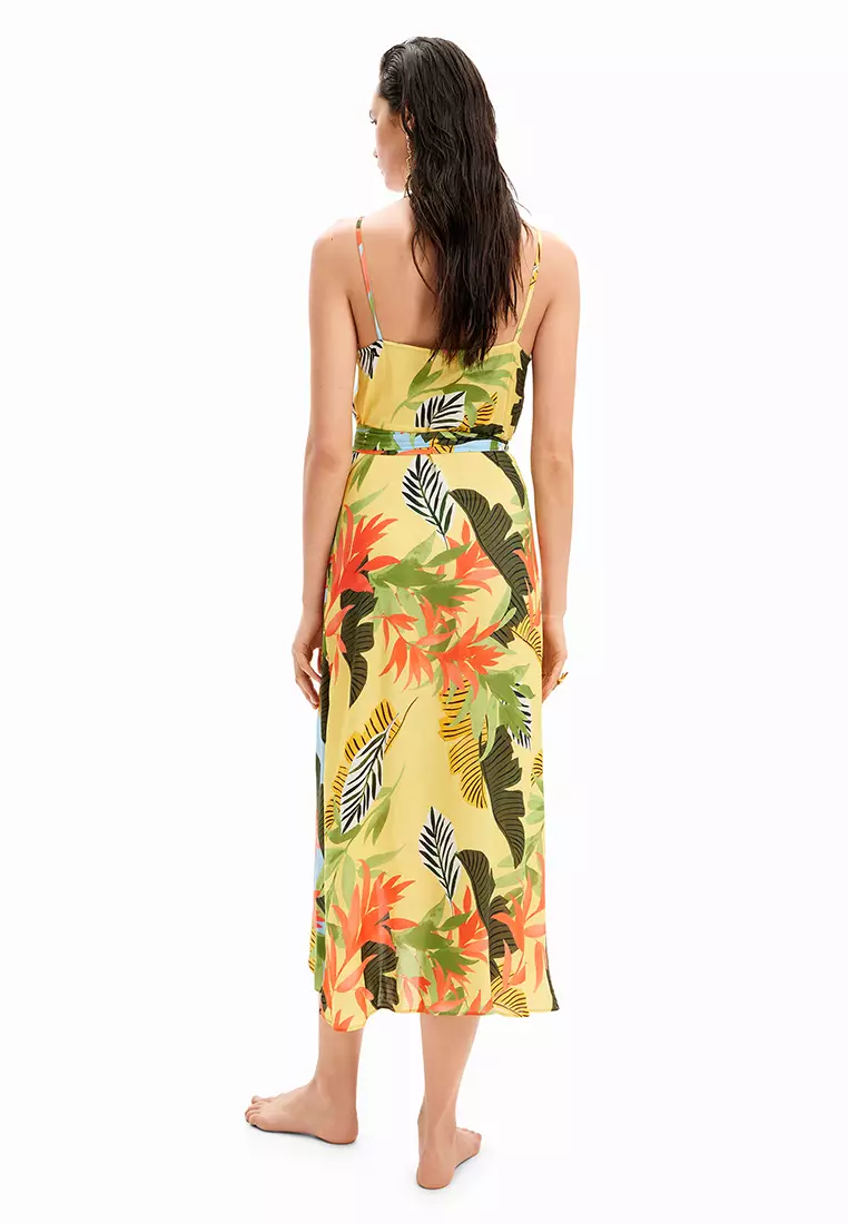 Desigual Woman Tropical wrap midi dress.