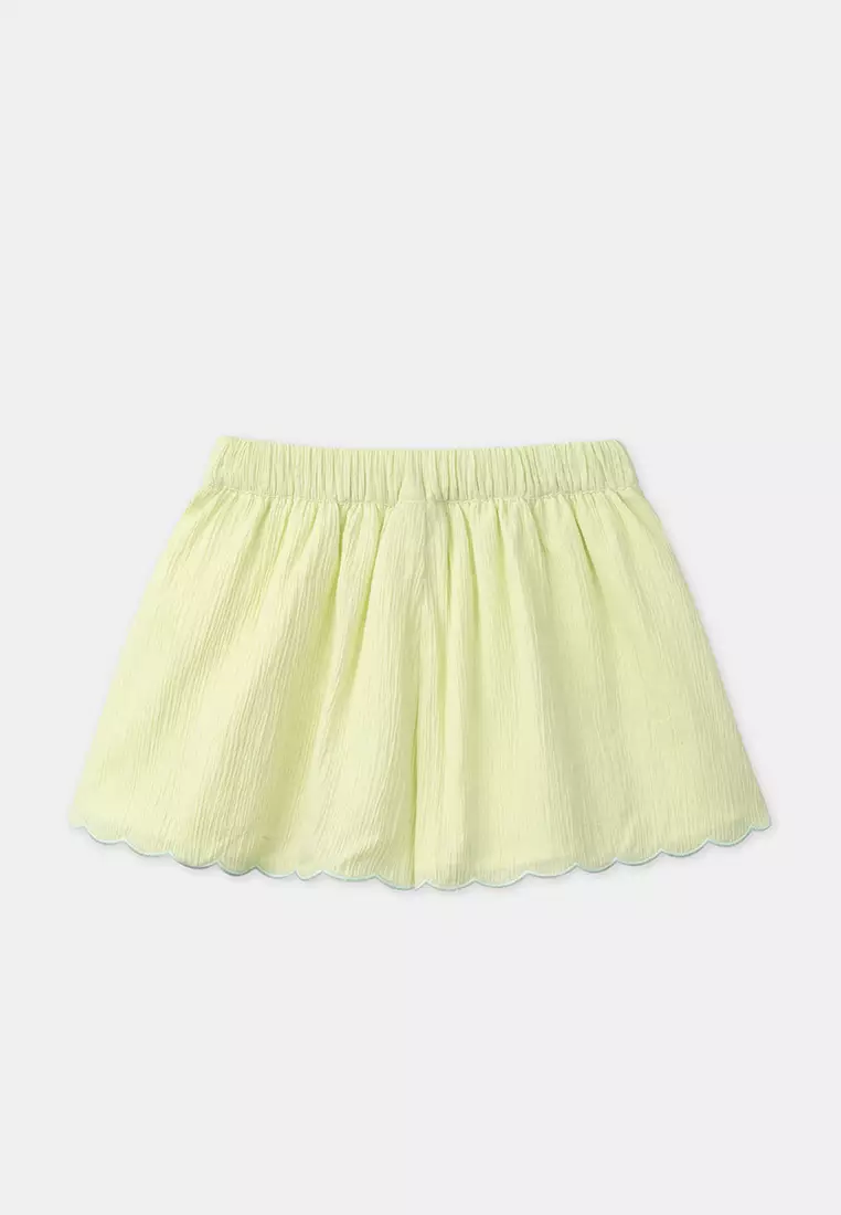 PALE YELLOW EMBROIDERED SHORTS