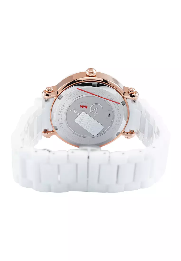 Alexandre Christie - Jam Tangan Wanita - Rosegold White - Ceramic Band - 2377 BFBRGSL
