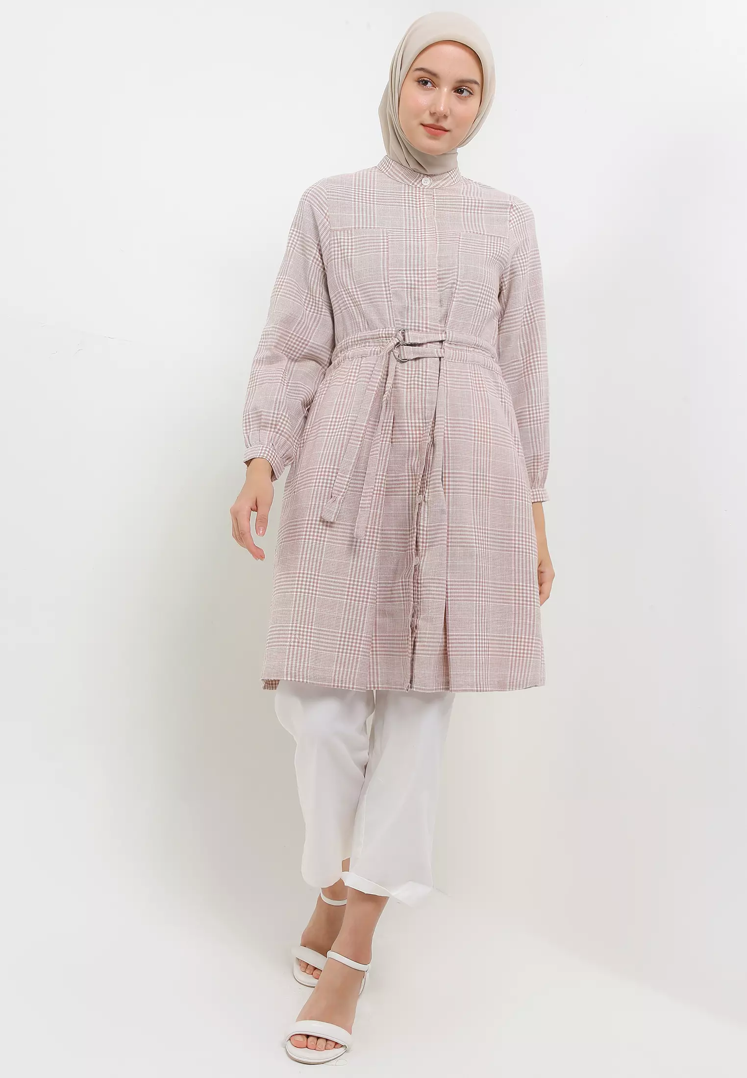 MFMW Parampara Tunik Coklat Motif Kotak