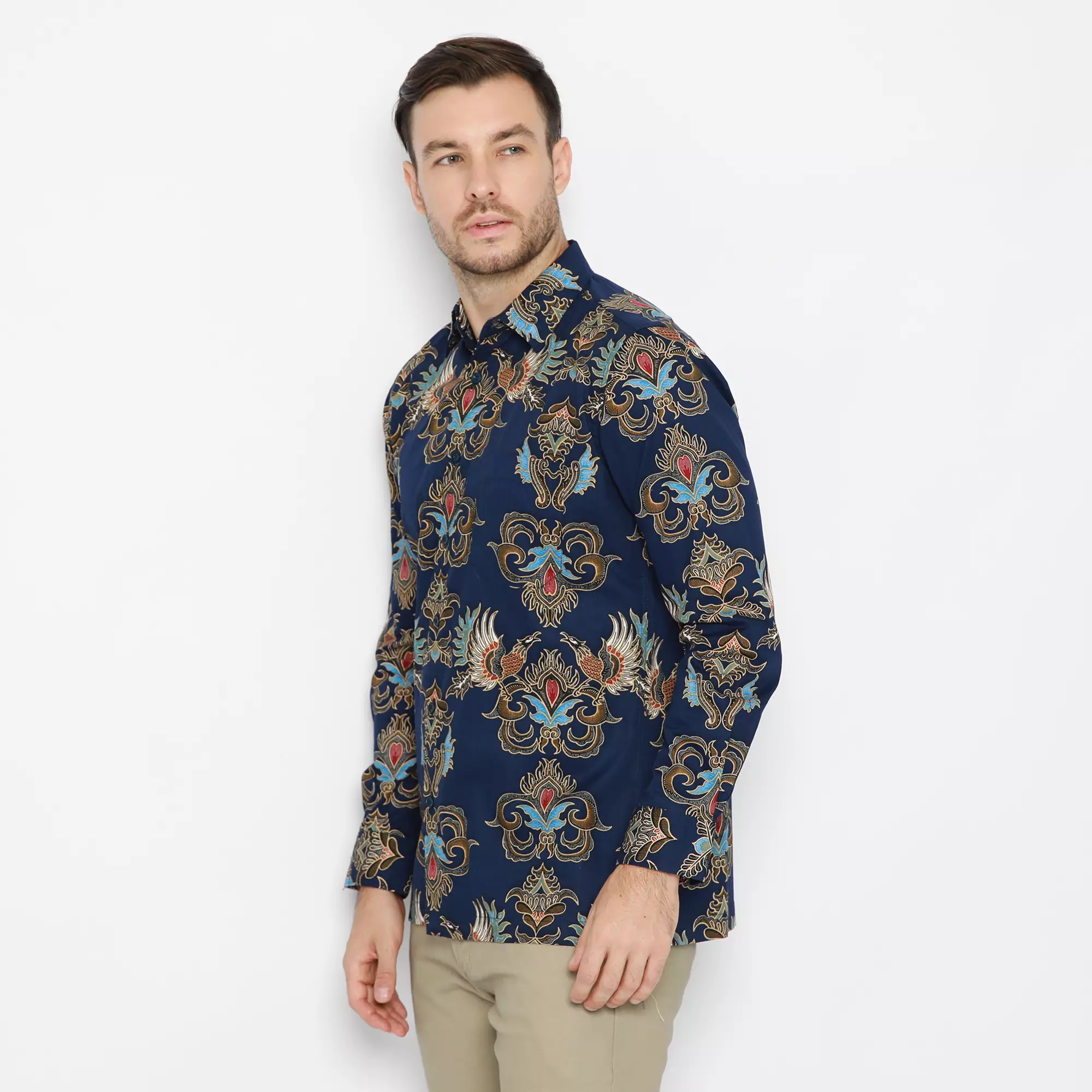Platini Kemeja Batik Pria Lengan Panjang Navy 460514