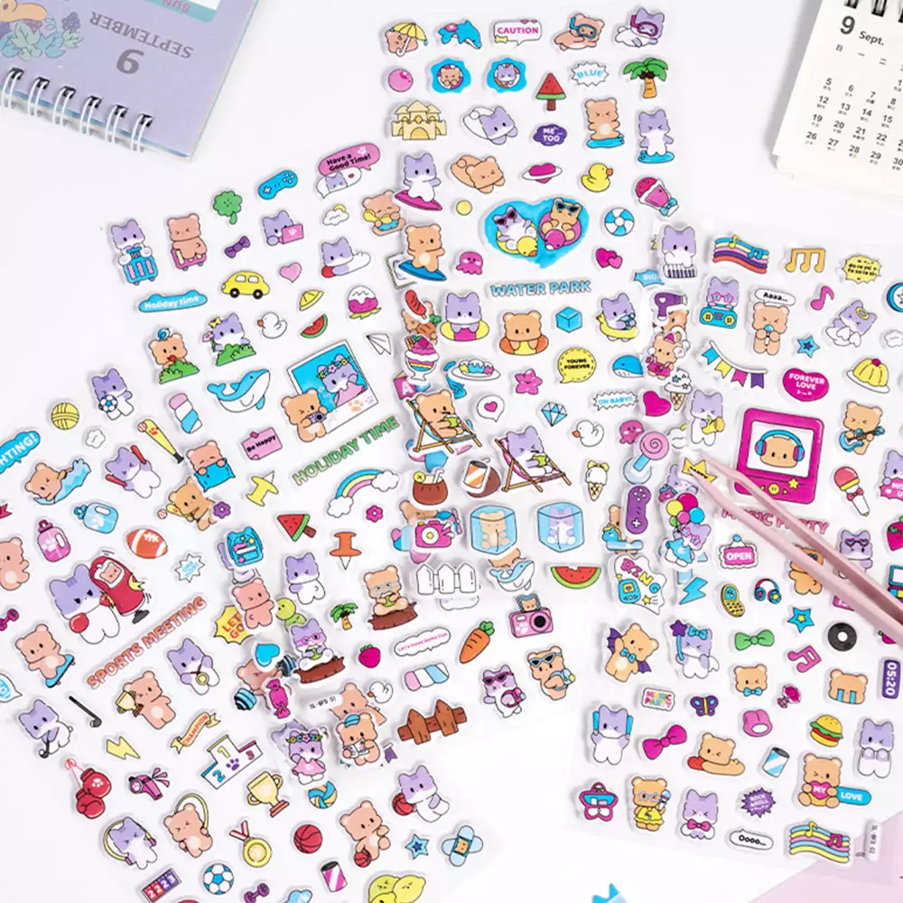 KIDDY FUN STIKER CUTE BEAR CAT RANDOM