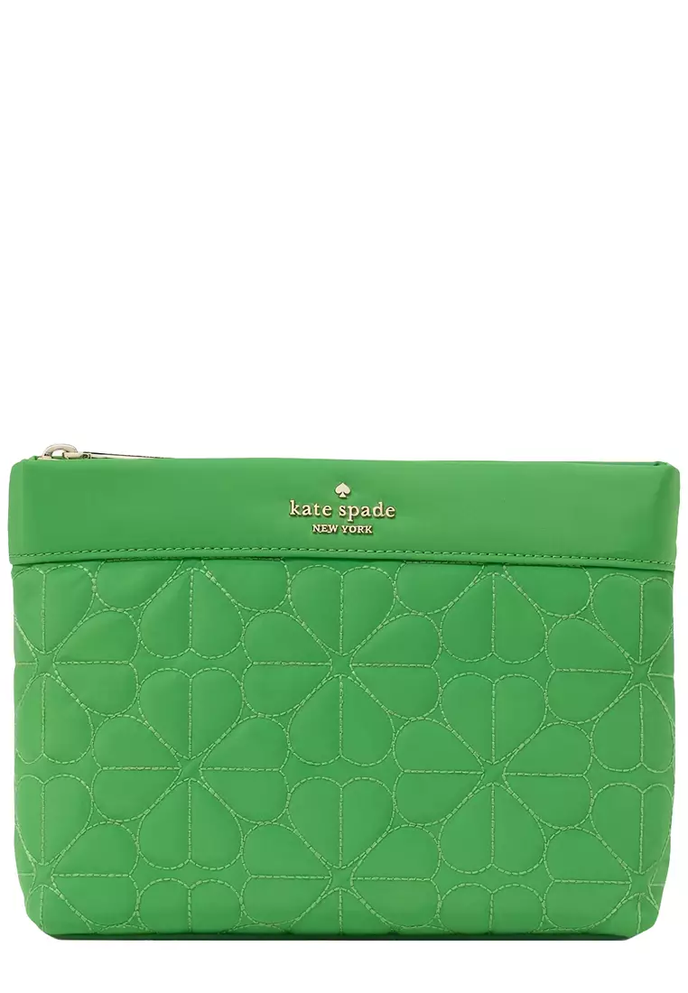 Spade Flower Quilted Cosmetic Pouch in KS Green KK254