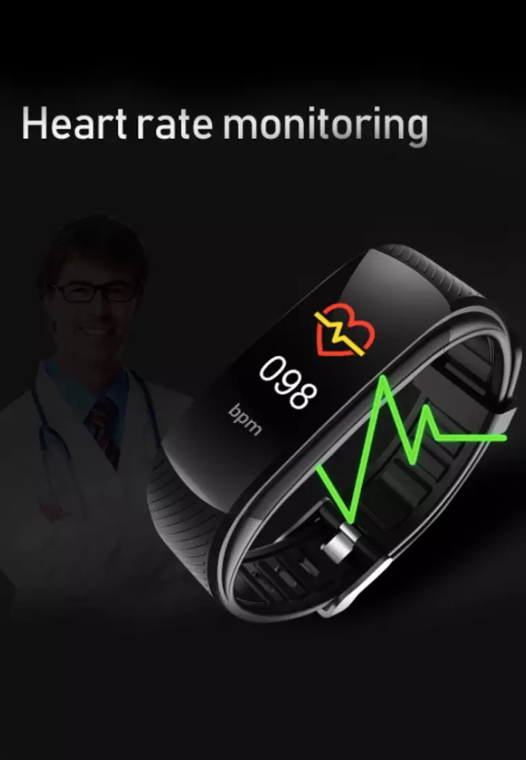 2 Unisex IOS/Android IP Black Waterproof Fitness SmartWatches, Heart Rate Monitoring, Weather, Clock - One all black / One Black and Pastel Purple