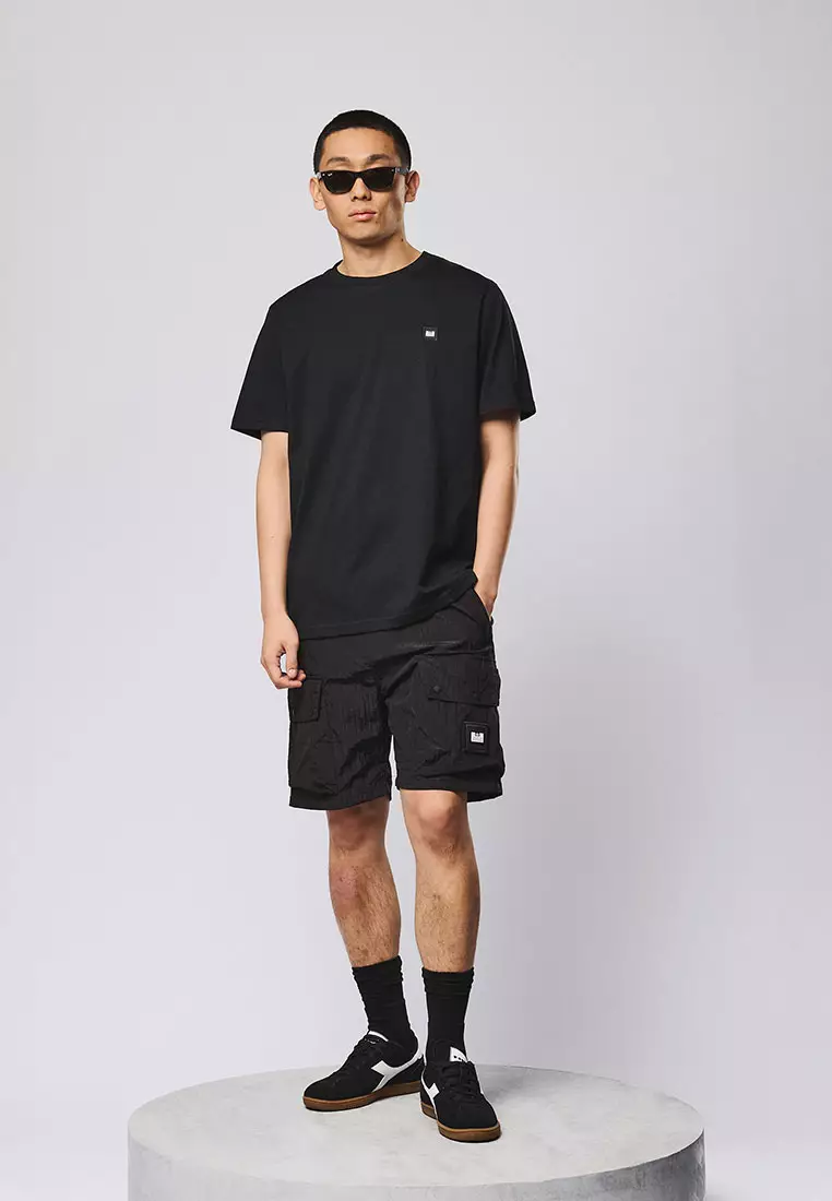 MENS BLACK GARCIA WOVEN OVERLAY TEE