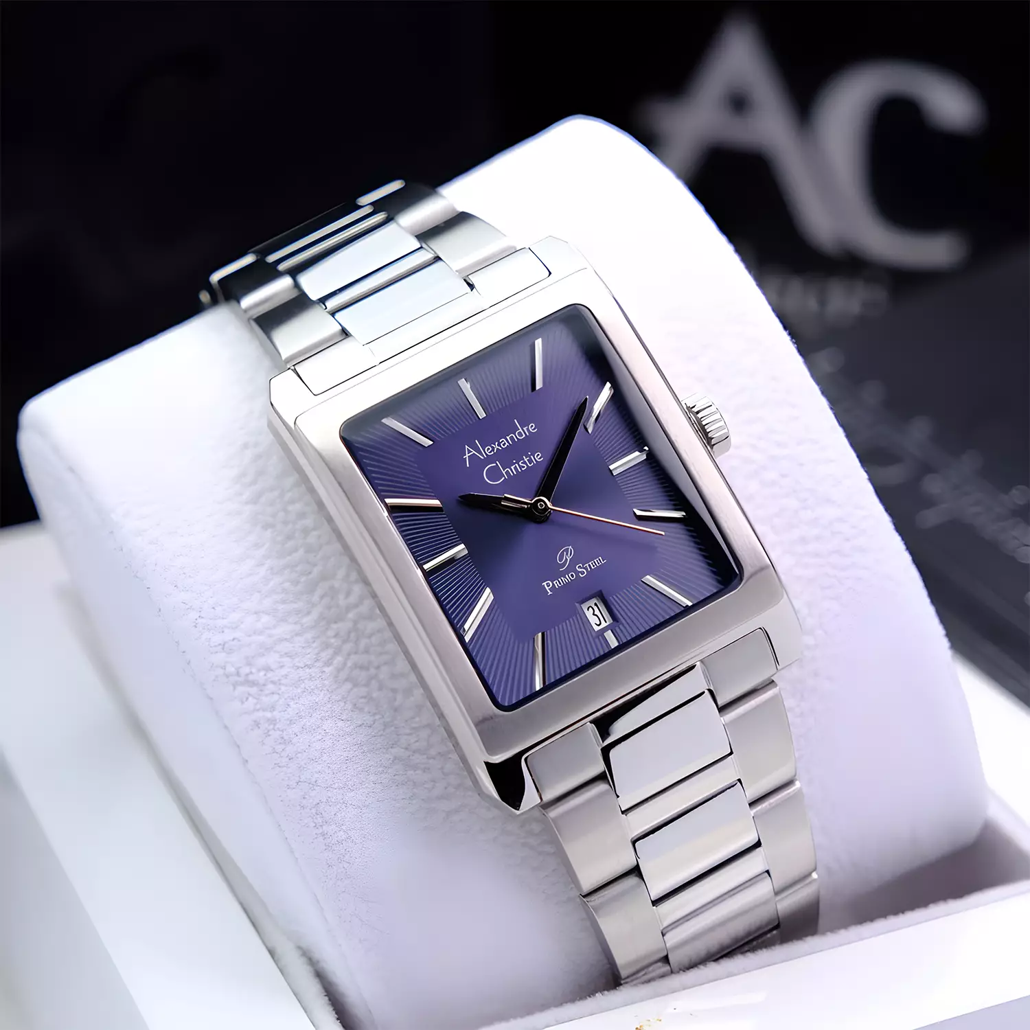 Alexandre Christie Primo Steel - Jam Tangan Analog Pria - Blue Dial - All Silver Stainless Steel - 1039 MDBSSBU