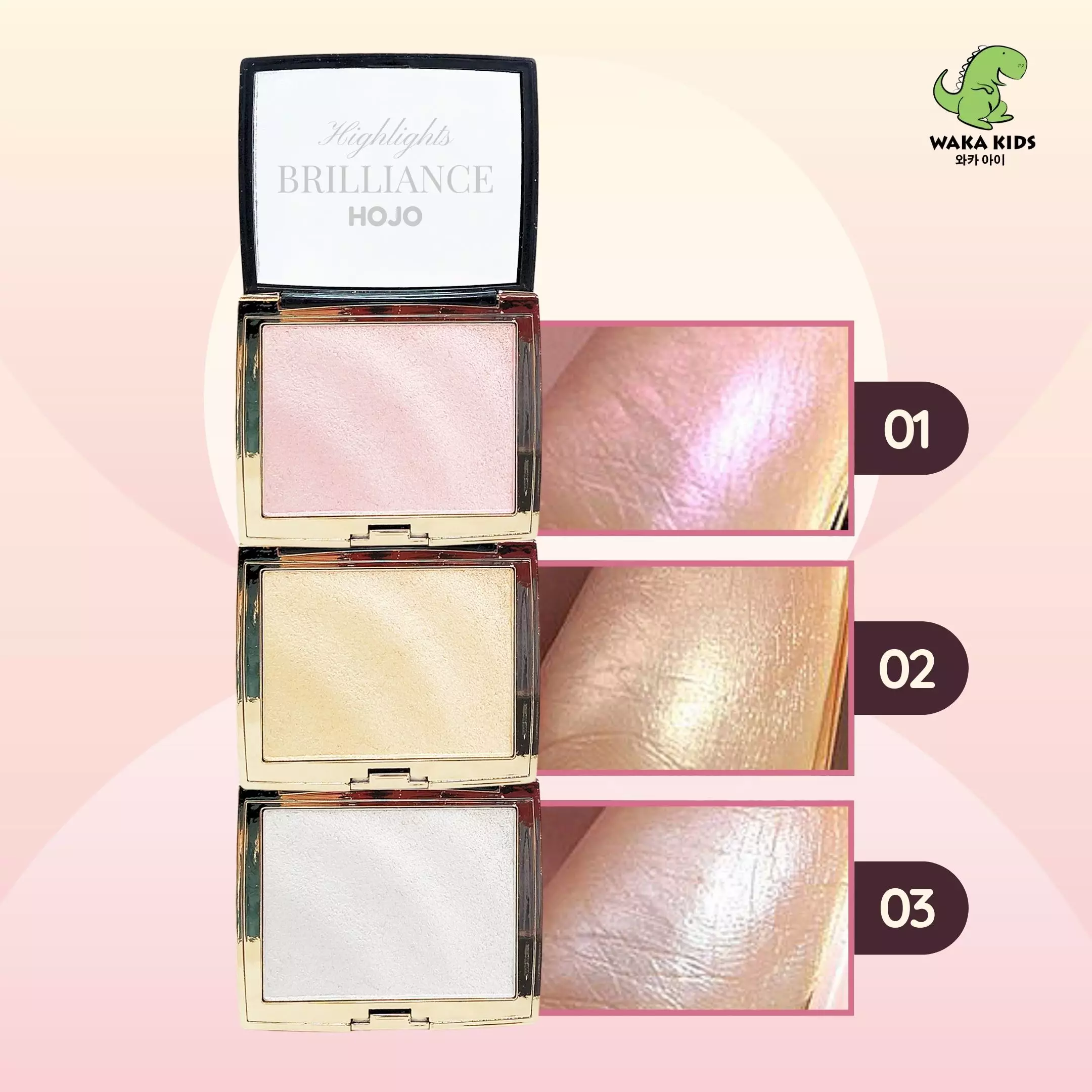 Wakakids Highlighter Palette Translucent Shimmer Smooth Glitter Make Up Hojo BPOM Venrz Shade 02