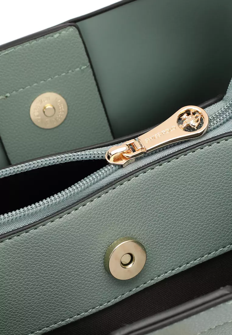 Women's 2-In-1 Top Handle Bag & RFID Zipper Purse - Green