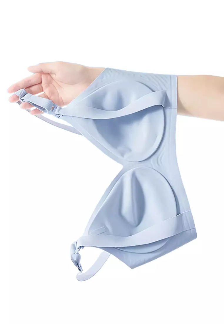 Light Blue 3D Water Drop Cup Antibacterial Seamless Nursing Bra