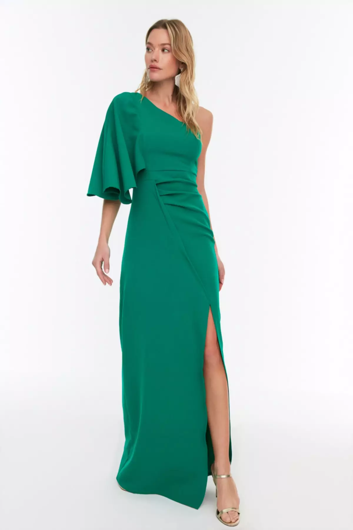 Pleat Detailed Evening Dress