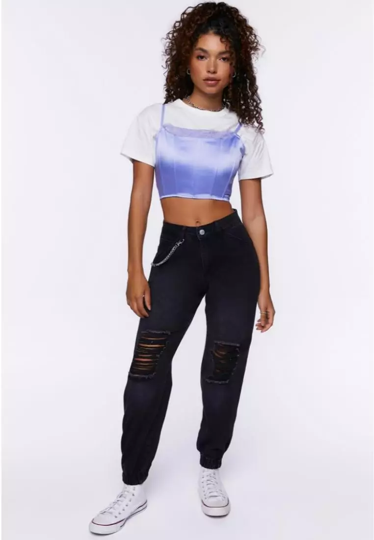 Distressed denim on sale joggers forever 21