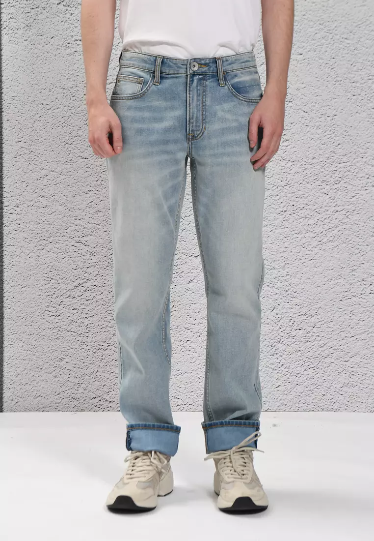 Chevignon Mens Light Indigo Washed Coolmax Stretch Denim Jeans