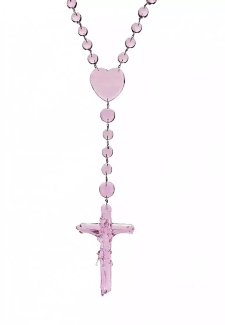 Handmade Rosary, 10mm online Hot Pink Drawbench Transparent Glass Beads