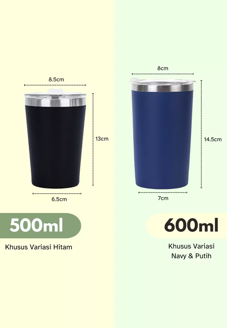 Wakakids Botol Minum Stainless Steel Termos Cup Mug Tumbler Mobil Minimalis Simple 600ml K4005 Venhs Putih