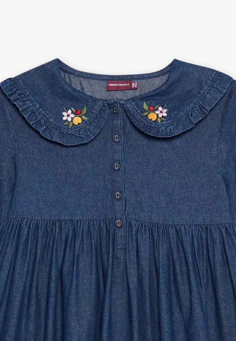 Denim Dress with Flowers