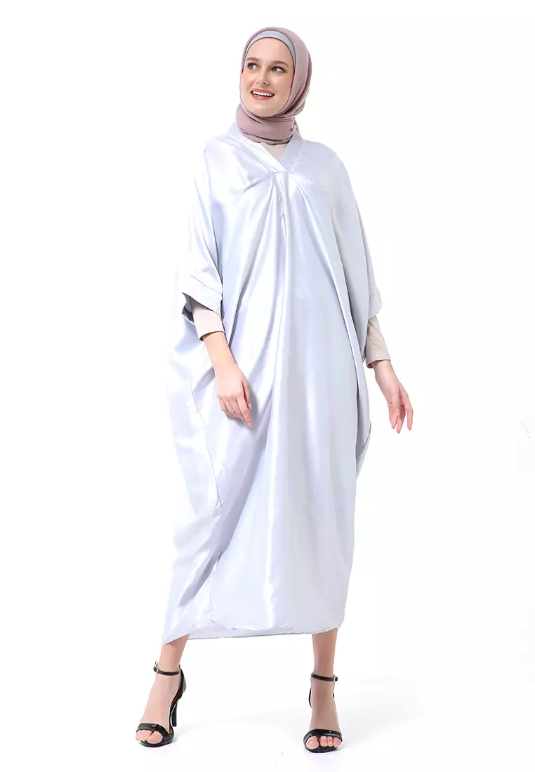 Kahitna Kaftan Pakaian Muslimah Premium Motif Polos High Quality - Abu