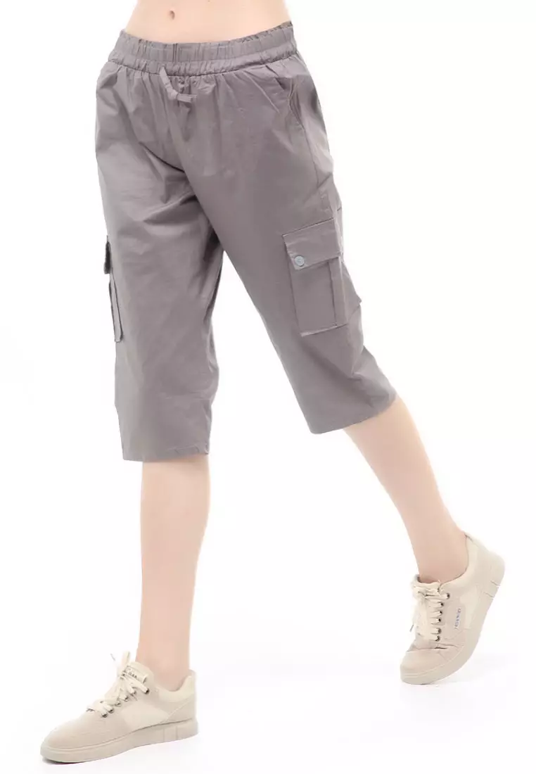 Madoc Short Pants Celana Pendek Kasual Wanita 7/8 Style Pocket Material Cotton ORIGINAL - Gray