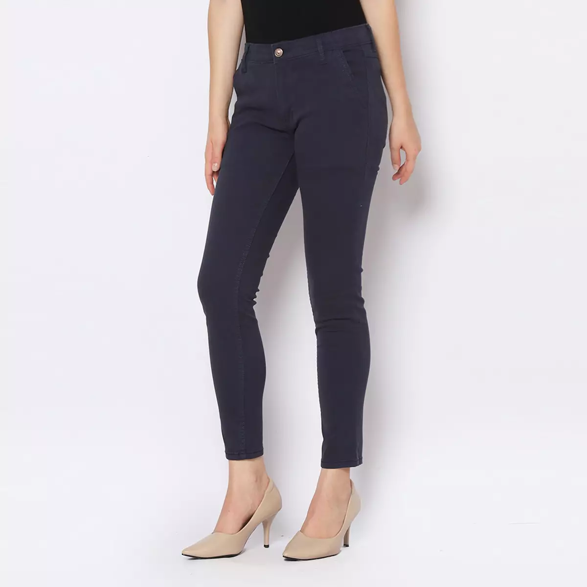 Bundling Fortune Celana Panjang Wanita Chinos Slim Fit Tebal Melar Soft Grey & Navy