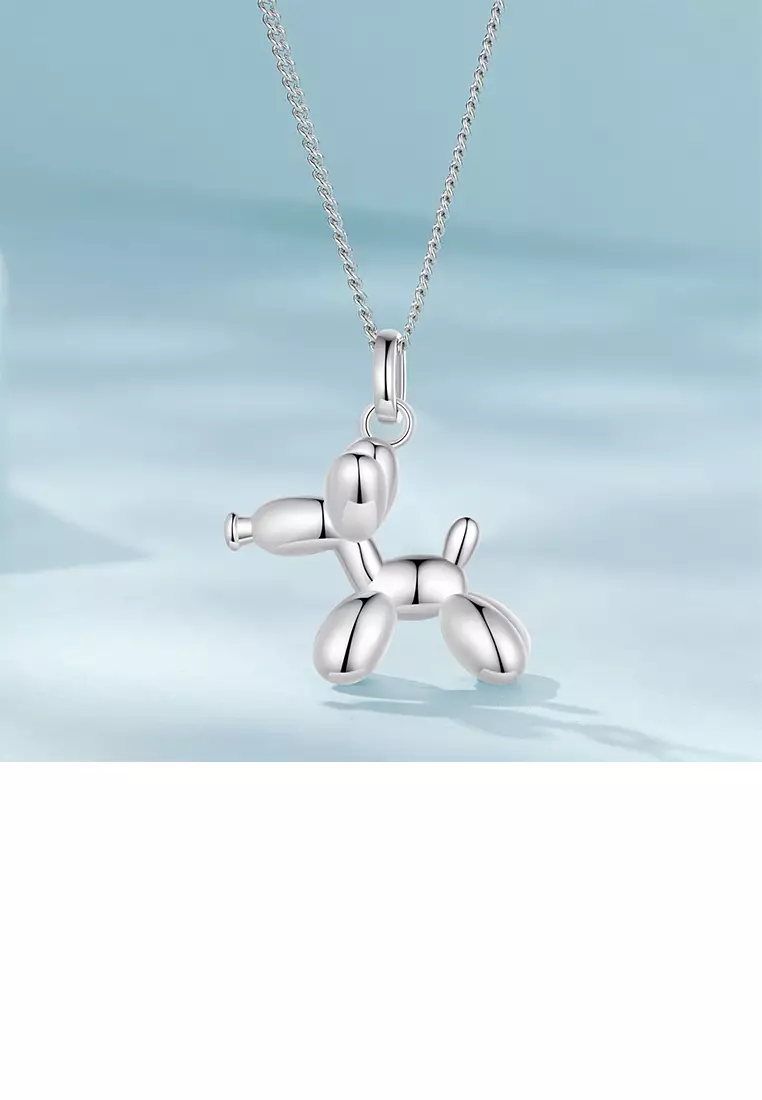 Buy SOEOES 925 Sterling Silver Simple Cute Balloon Dog Pendant with ...