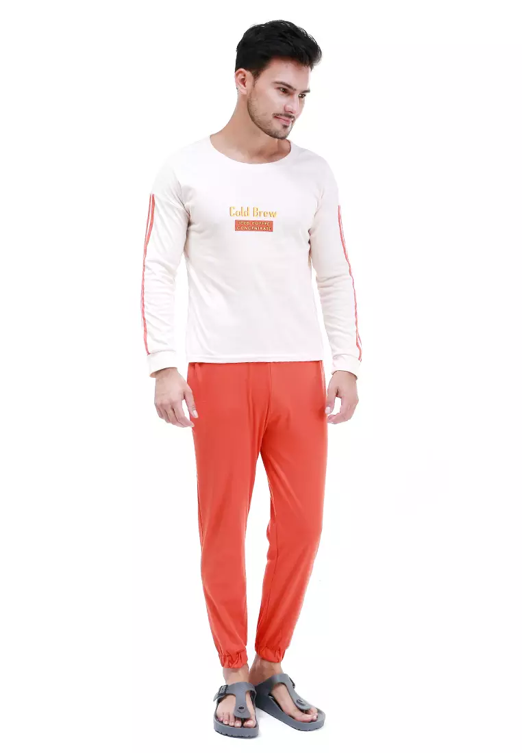 Klicin Setelan Baju Tidur Piyama Pria Cold Brew One Set Sleepwear Pajamas Material Cotton ORIGINAL