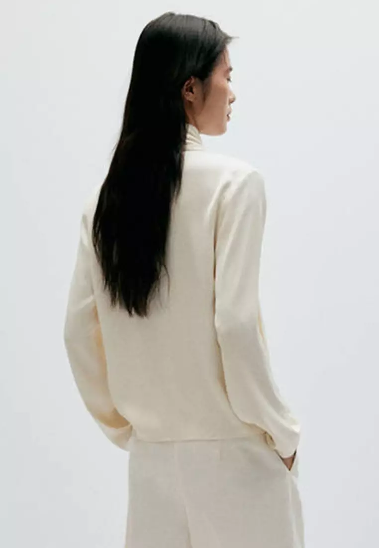 High-Neck Blouse With Scarf Detail