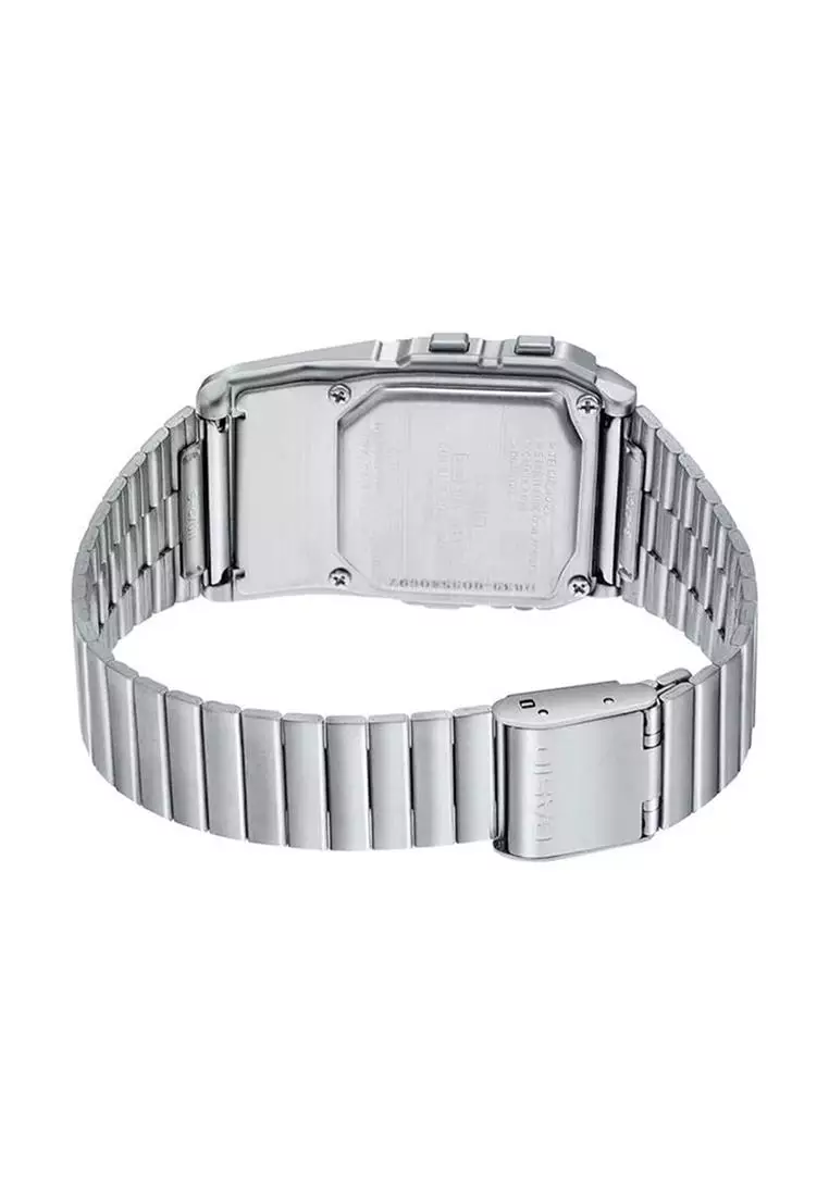 Databank Calculator Men Digital Watch DBC-611-1 Silver Stainless Steel Strap