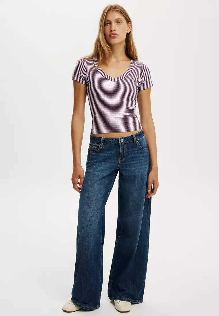 Goldie Rib V-Neck Short Sleeves Top