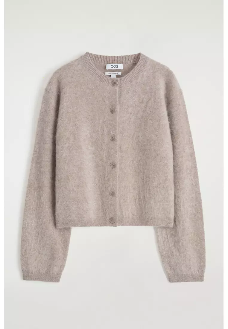 BRUSHED-CASHMERE CREW-NECK CARDIGAN