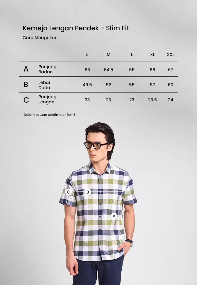 MANZONE - Kemeja Oxford Lengan Pendek Pria Raka 6 Slim Fit - Olive Warna Olive