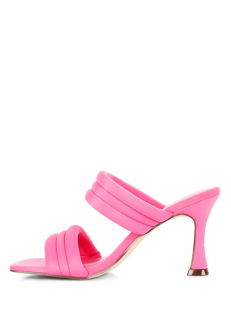 Fuchsia Quilted Straps Spool Heeled Sandals