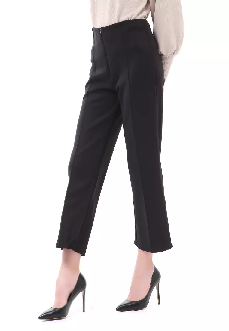 Stella Celana Kerja Wanita Long Pants Kulot Simple Design Material Scuba ORIGINAL - Black