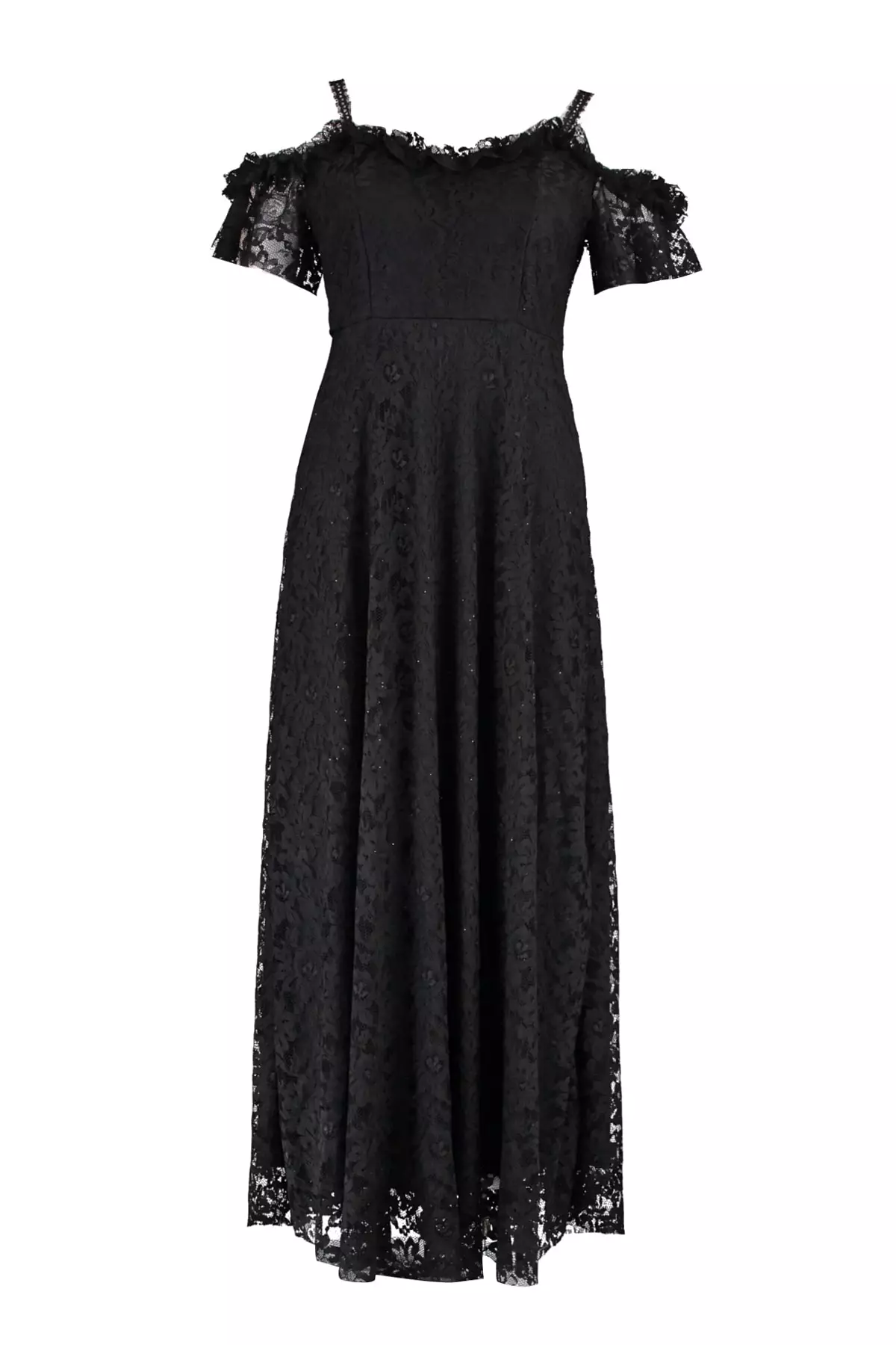Black Strap A-Line/Flared Lace Long Evening Dress/Graduation/Engagement/Evening Dress