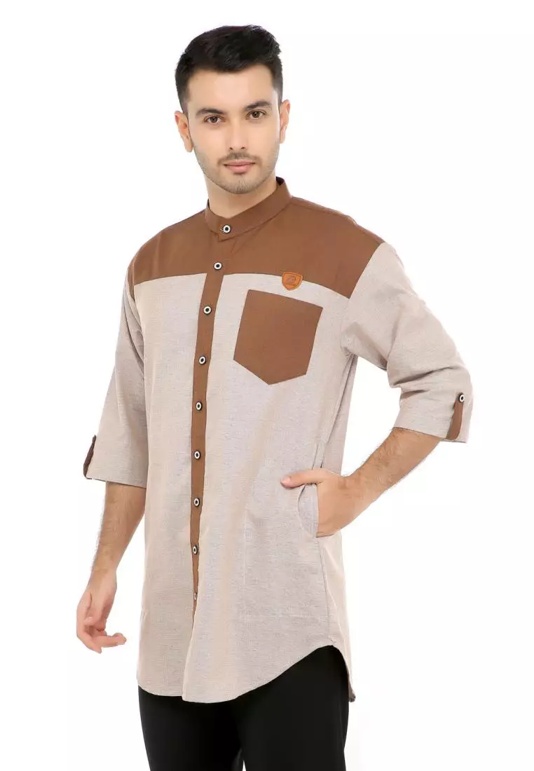 Baju Koko Gamis Muslim Pria Luqman - Cream