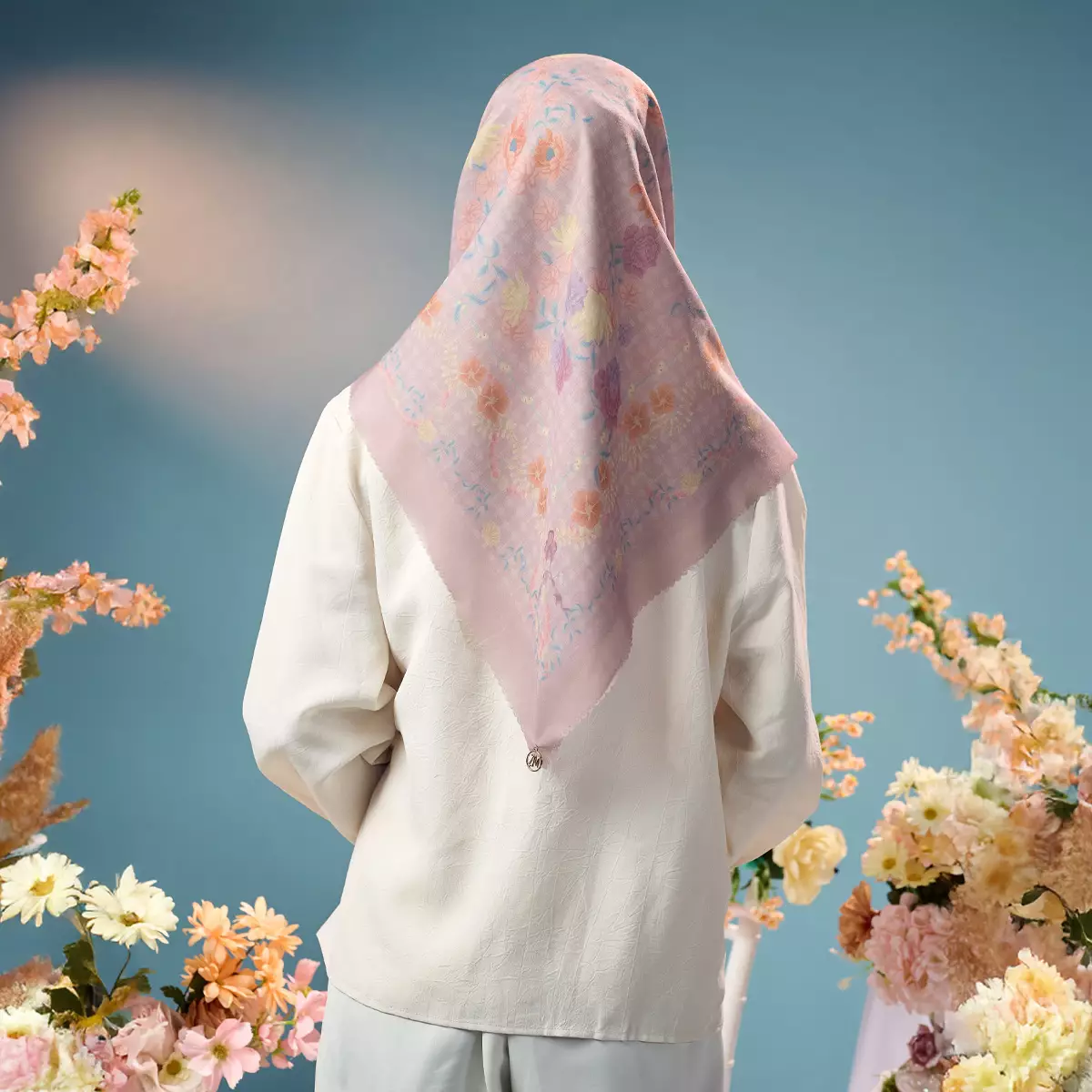 [INCLUDE HARD BOX] ZM Zaskia Mecca - Scarf Bunga Pertiwi Edisi Dewi Sartika Dusty Purple | Material Voal Alaska Premium | Hijab Motif Segi Empat