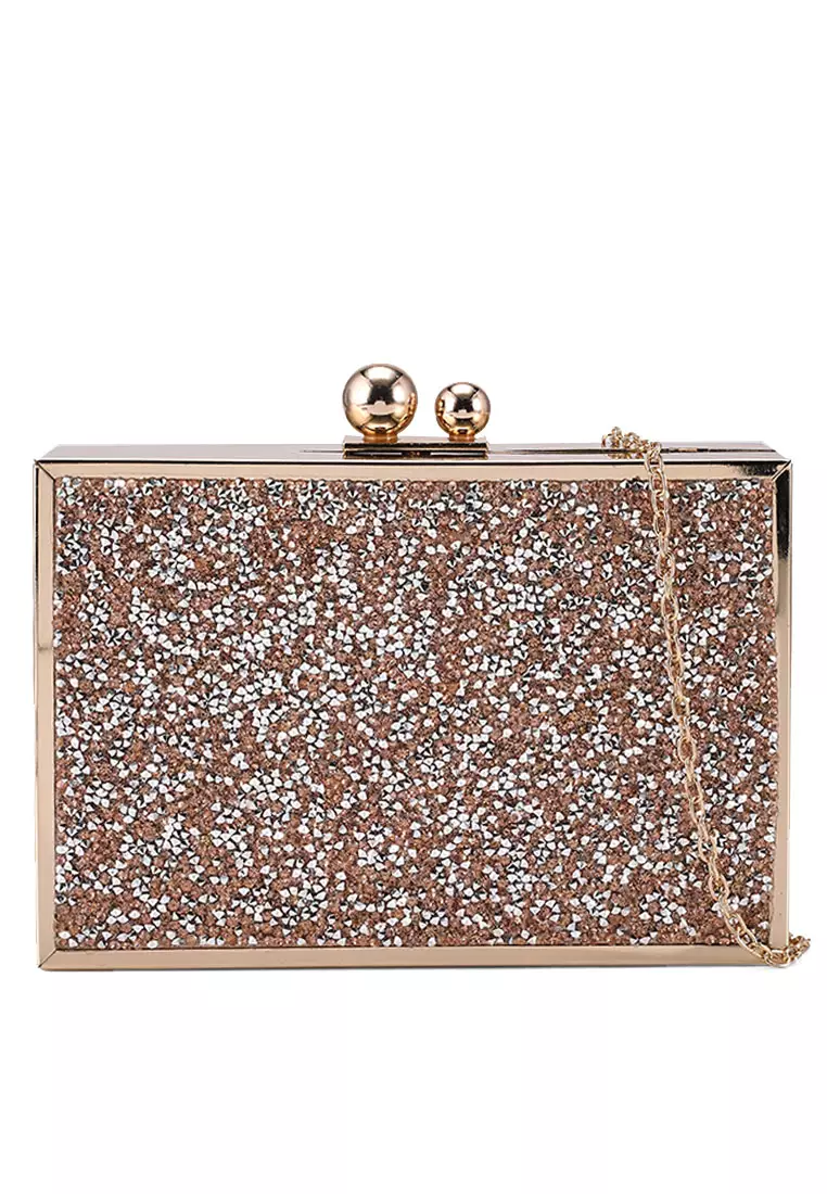 Valentino by Mario Valentino Divina foldover clutch bag in grey glitter